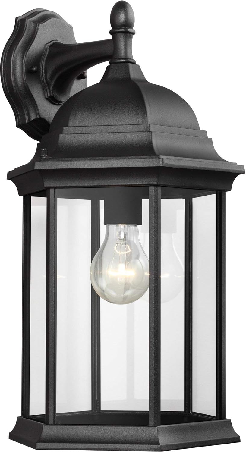 Sea Gull Lighting Generation 8438701-12 Transitional One Light Outdoor Wall Lantern from Seagull-Sevier Collection in Black Finish, Large