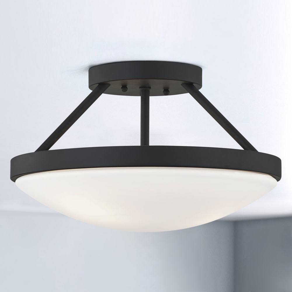 Design Classics Lighting 15-inch Matte Black Semi-Flush Light - Steel Ceiling Fixture - 8.875 in x 15 in 567-07