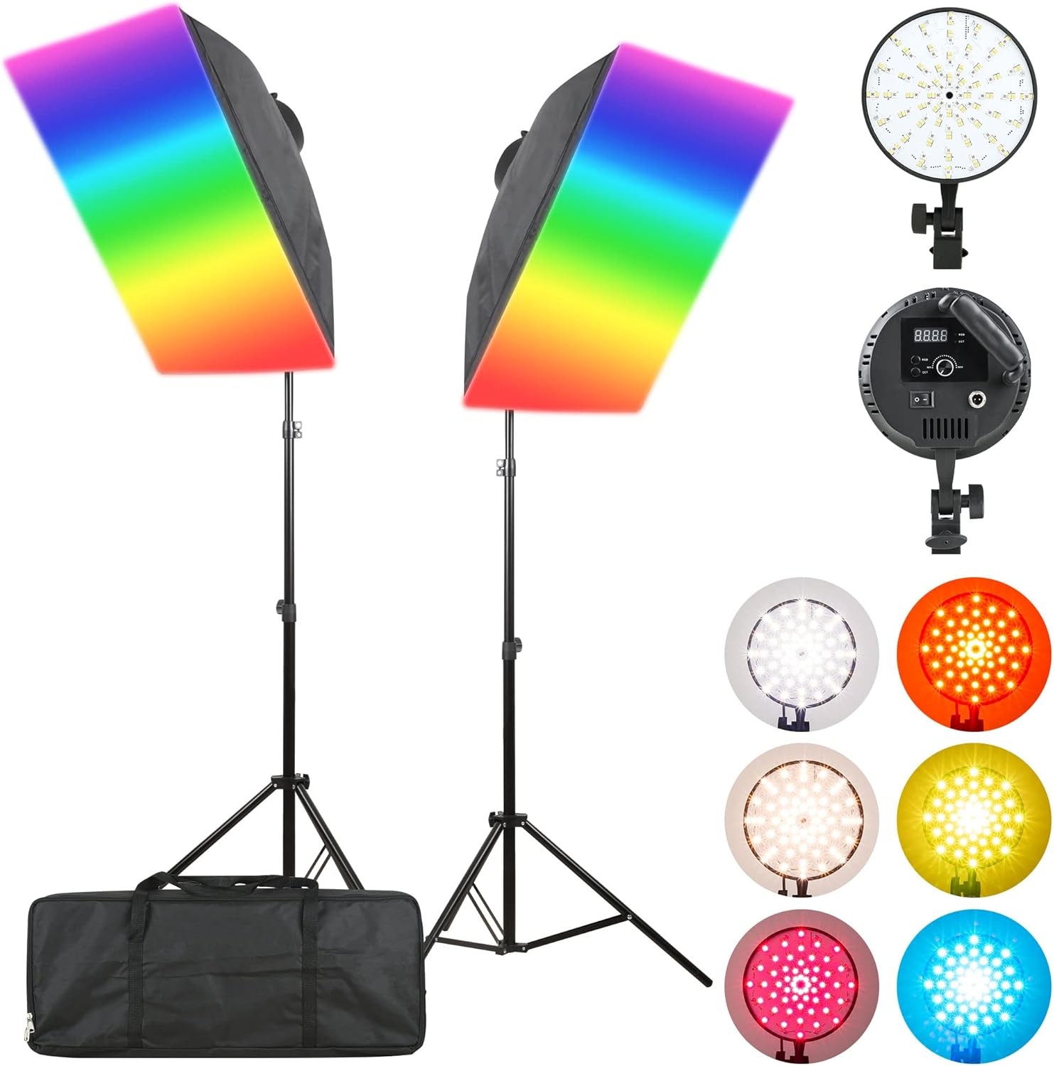 2 Packs 50W RGB LED Softbox Lighting Kit with 20