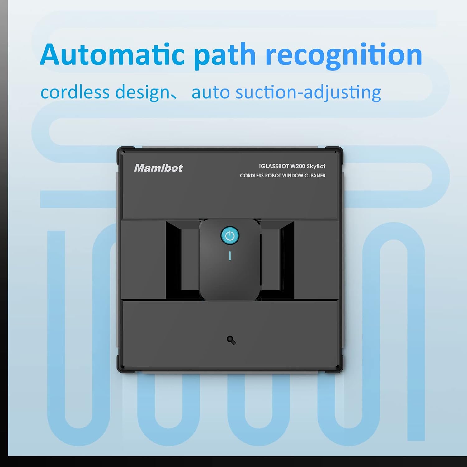 Mamibot Wireless Window Cleaner Robot Vacuum with Remote Control W200 SkyBot Automatic Glass Cleaning Tools with Strong Auto Suction-Adjusting for Indoor Outdoor High Windows (Black)