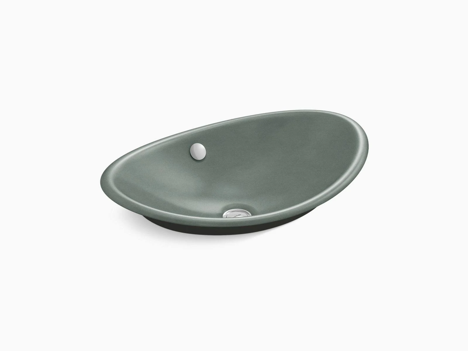 Kohler 5403-P5-FT Iron Plains Wading Pool Oval Bathroom Sink with Iron Black Painted Underside - Basalt