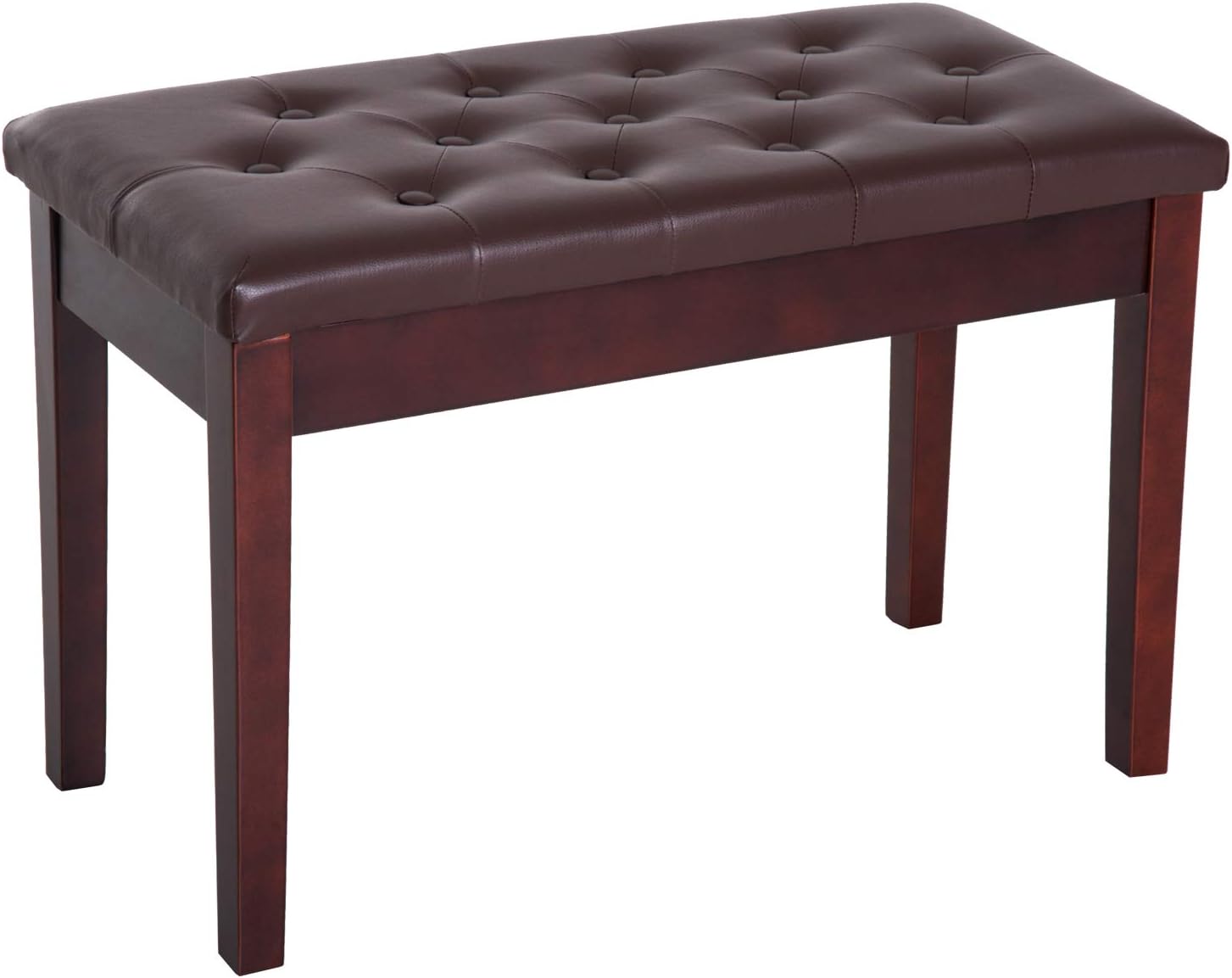 HOMCOMTraditional Country Birchwood Faux Leather Padded 2 Person Piano Bench - Black Pack of 2