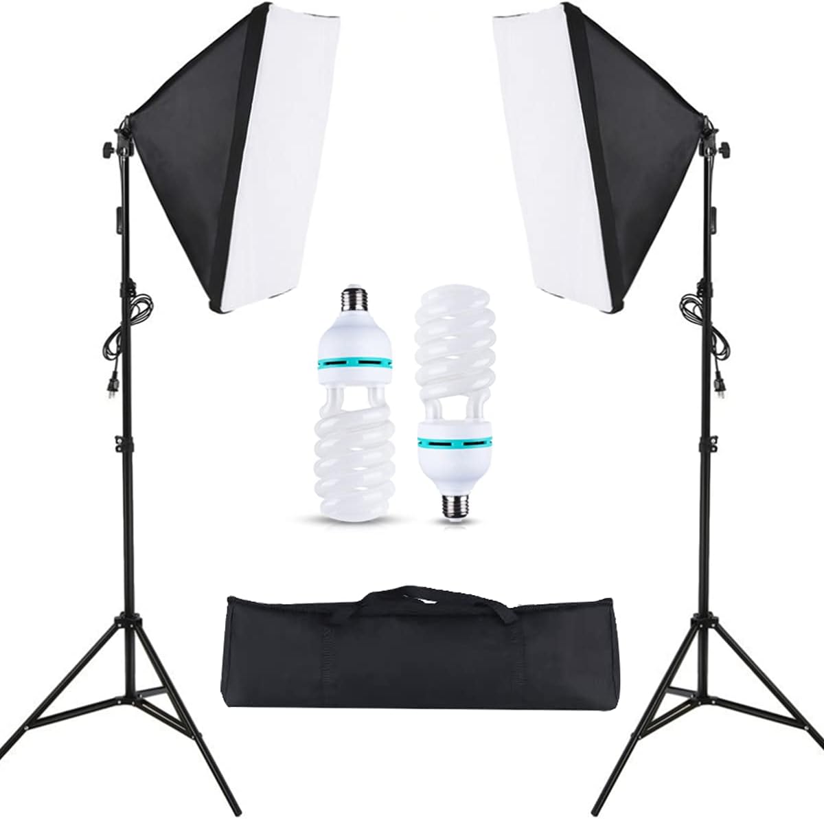 2PCS Portable Softbox Photography Lighting Kit Continuous Light System 85W Video Lighting Bulbs Photography Photo Studio Equipment for Filming Model Portraits Advertising Shooting (A) Pack of 2