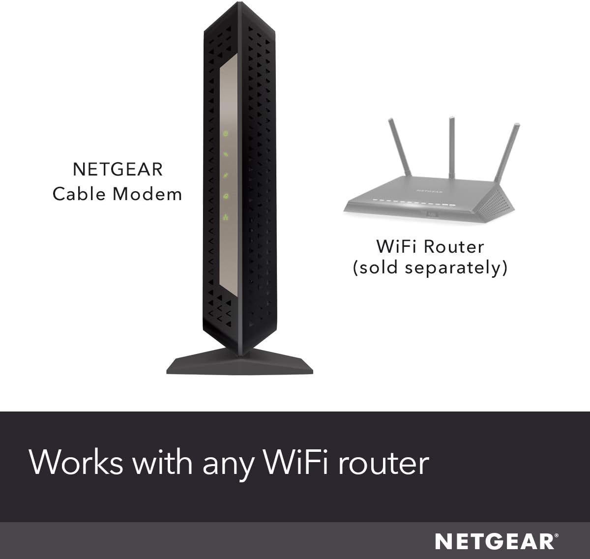 NETGEAR Cable Modem CM1000 - Compatible with All Cable Providers Including Xfinity by Comcast, Spectrum, Cox | for Cable Plans Up to 1 Gigabit | DOCSIS 3.1, Black (CM1000-1AZNAS)