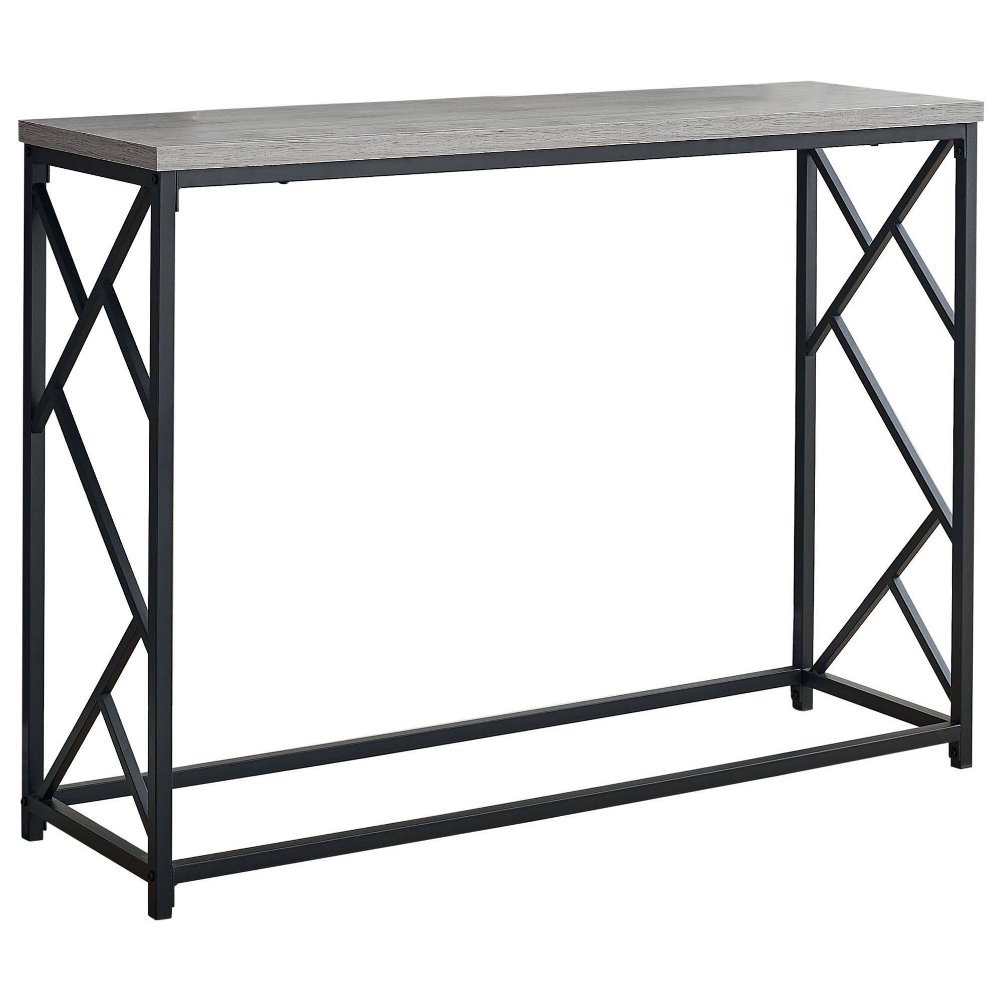 Monarch Accent Table - 44x22L / Grey / Black Metal Hall Console