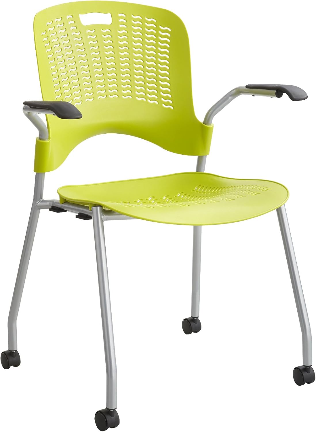 Safco Products Sassy Plastic Stackable Rolling Chair, Grass, , pack of 2