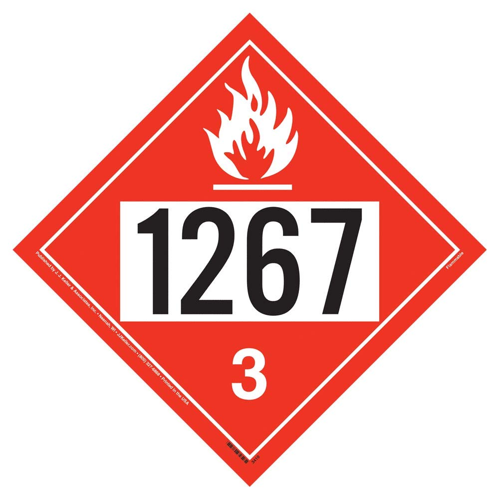 1267 Placard, Class 3 Flammable Liquid 10-pk. - 10.75