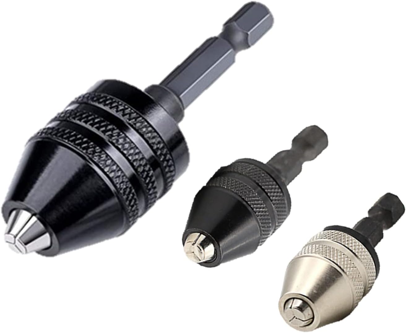 aiyun Drill Chuck Adapter - 3Pcs Drill Chuck for Impact Driver, Keyless Chuck for Impact Driver (0.6-8mm,0.3-3.6mmX2)