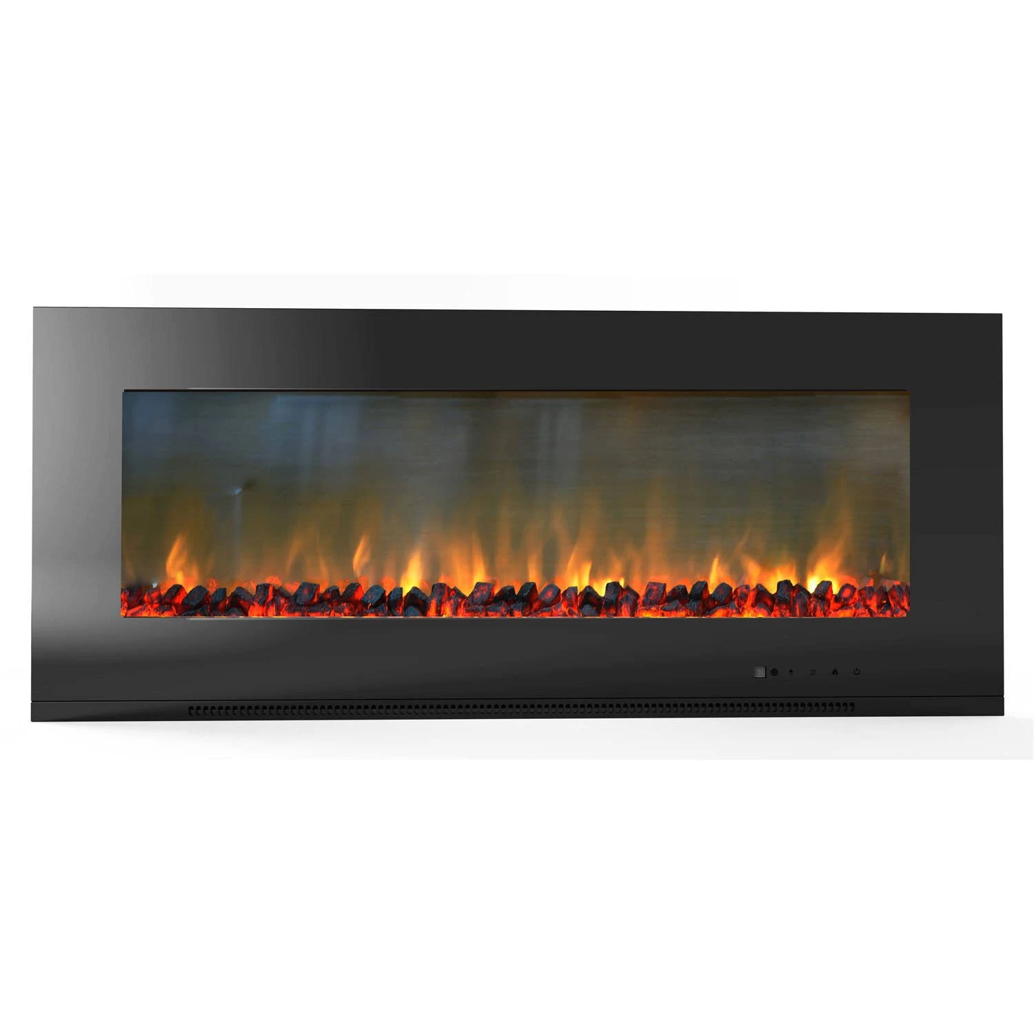 Hanover Fireside 56 in. Wall-Mount Electric Fireplace in Black with Burning Log Display