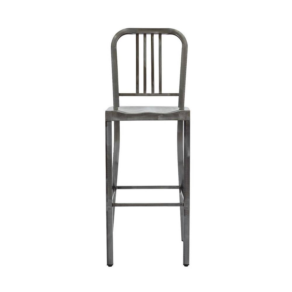 StyleWell Kipling Gunmetal Gray Metal Bar Stool with Back (17.32 in. W x 44.49 in. H)