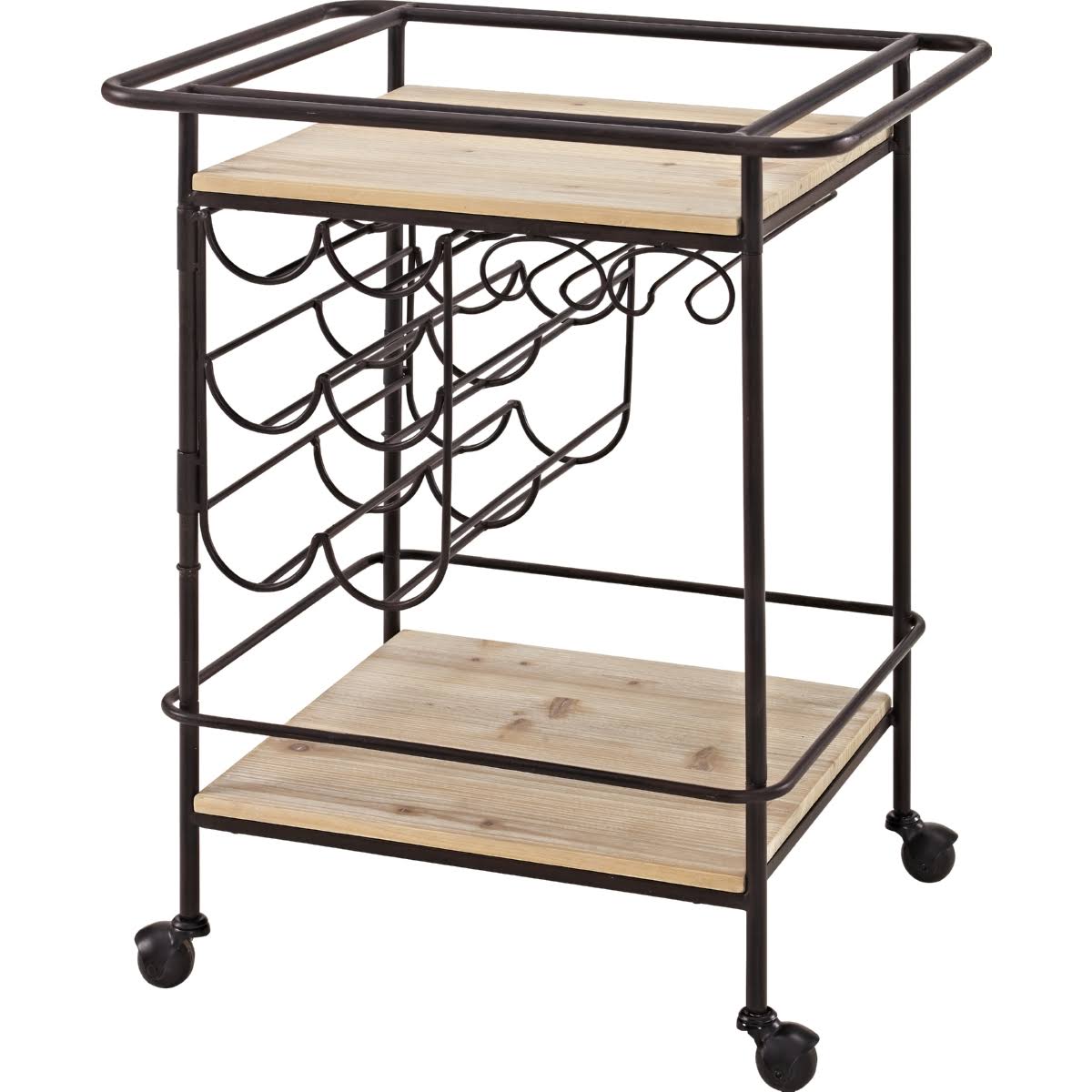 Linon Metal and Wood Wine Bar Cart Black, Wood