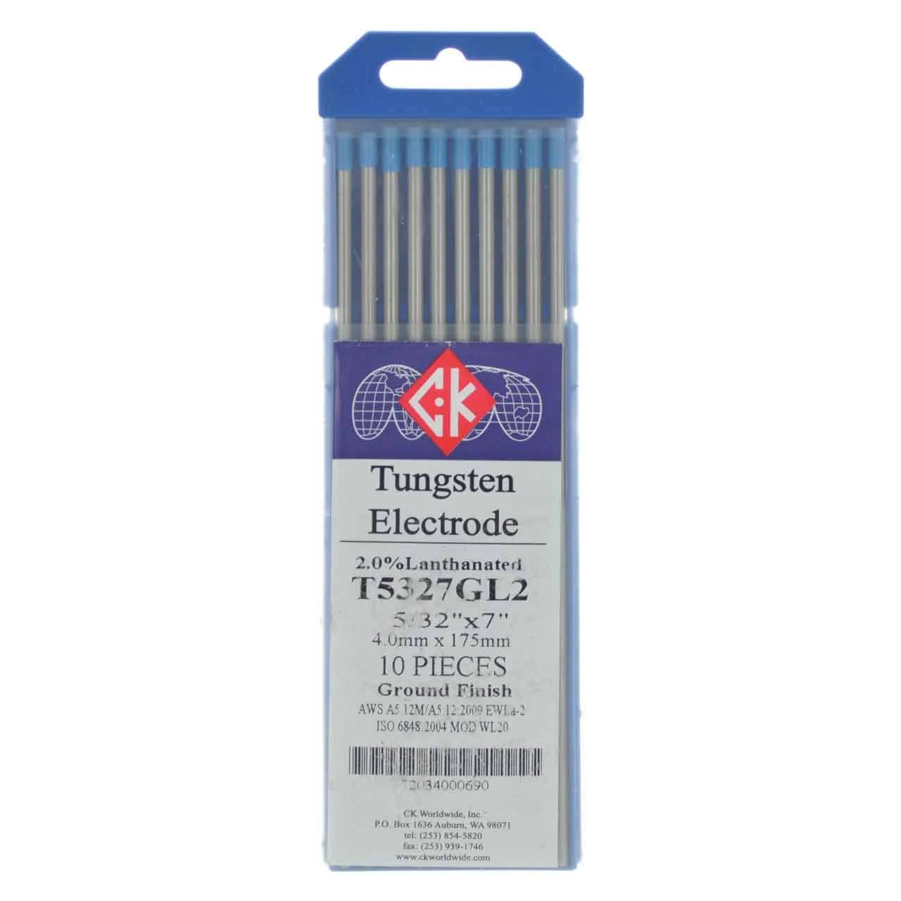 CK T5327GL2 2% Lanthanated Tungsten Electrode 5/32x22 x 7x22 10 Pack
