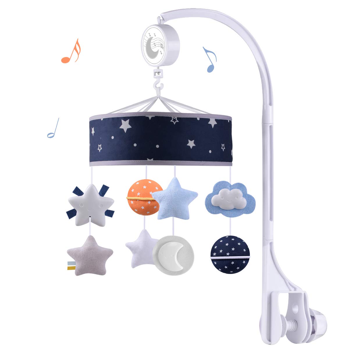Baby Musical Crib Mobile with 360°Rotation,Hanging Space Theme Nursery Bed Decoration,Gift Toy for Newborn Pack of 2