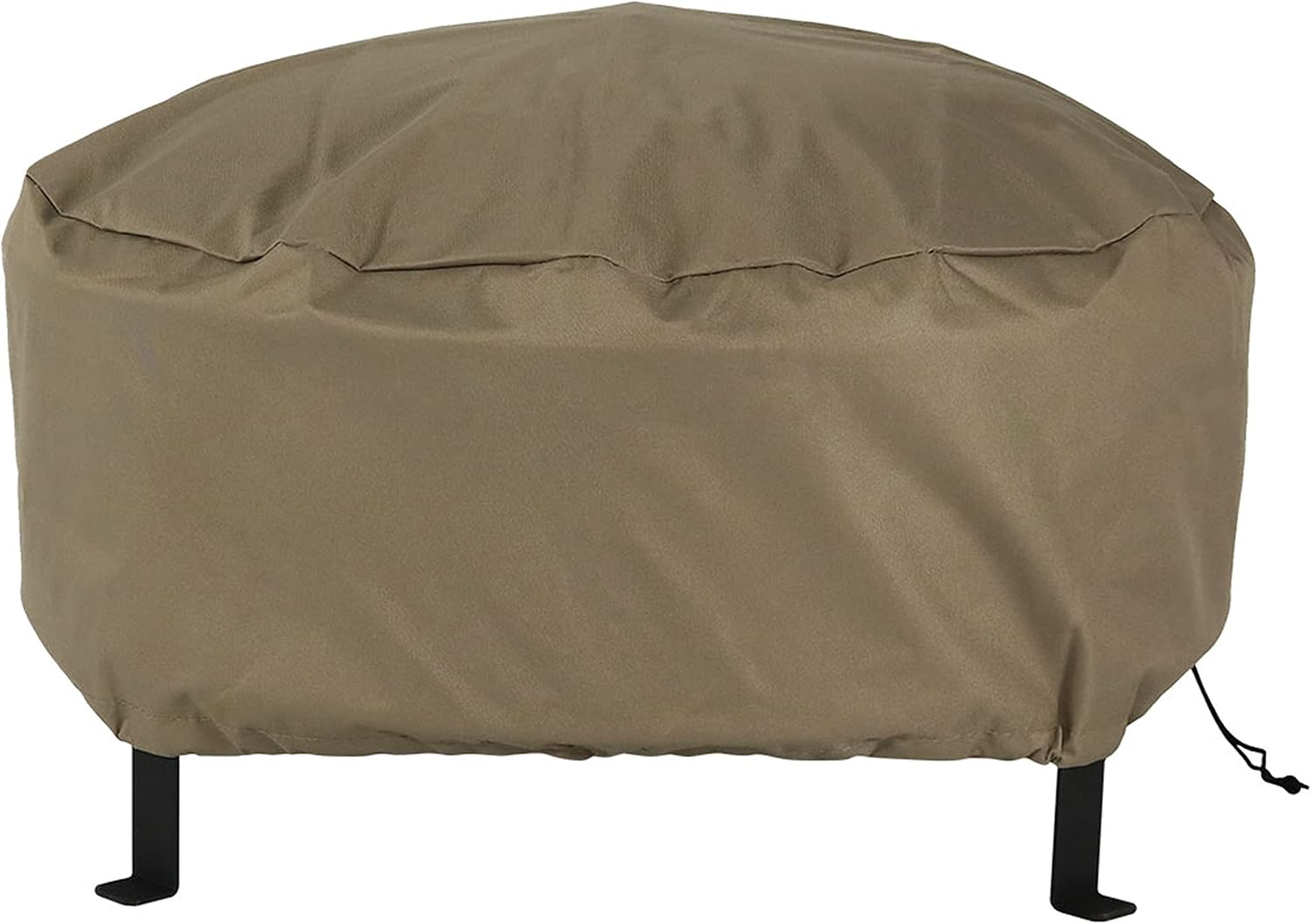 Sunnydaze Outdoor Round Fire Pit Cover - Weather Resistant and Heavy Duty Khaki 300D Polyester with Drawstring Closure and PVC Back - 40-Inch