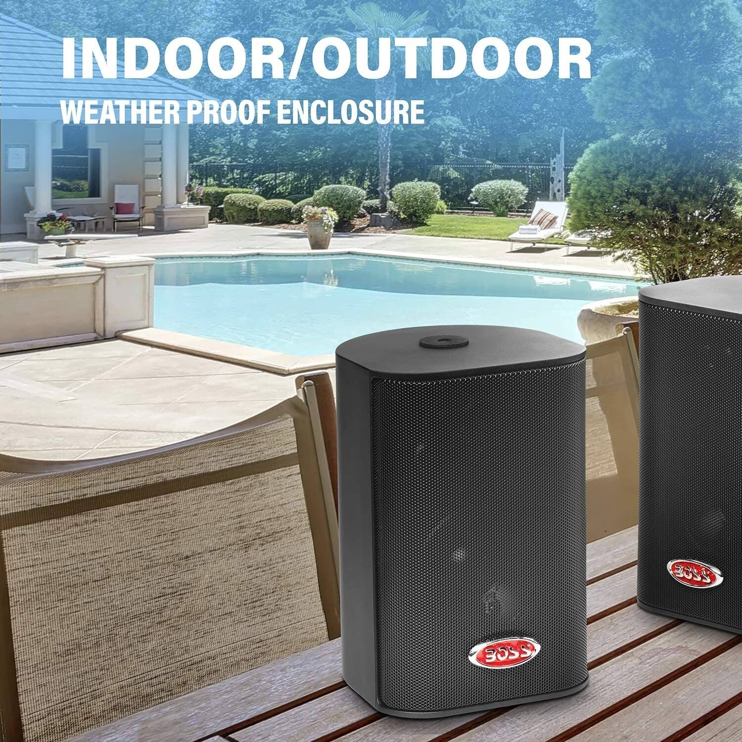 Boss Audio Systems MR4.3B 200 Watt per Pair, 4 inch, Full Range, 3 Way Weatherproof Marine Speakers Sold in Pairs (Black) MRW43B