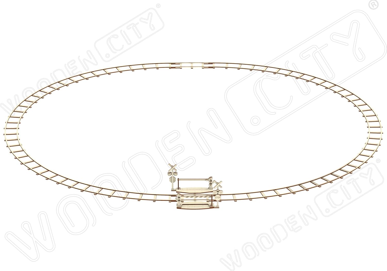 Wooden.City 3D Wooden Puzzle Mechanical Model for Adults and Teens, Round Railway with Crossing, DIY Kit for Self-Assembly, No Glue Required Pack of 2