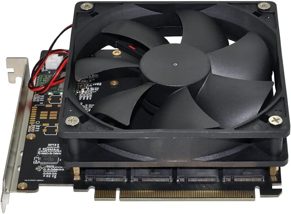 Chenyang CY M.2 NVME Gen 3.0 Adapter NVME M.2 AHCI X4 to PCI-E Express 3.0 Gen3 X16 Raid Card with Fan VROC Raid0 Hyper Adapter Pack of 2
