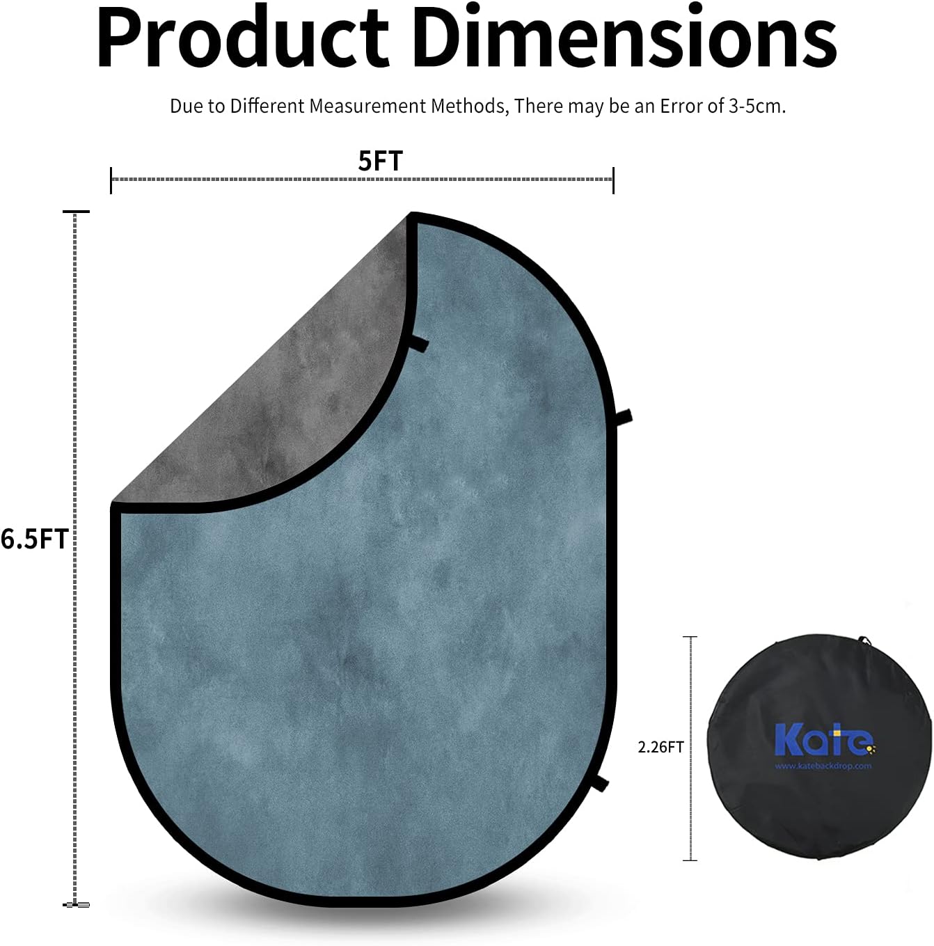 Kate Collapsible Backdrop Pop-up Photo Backdrops Folded Grey Teal for Photography, for Video, for Broadcast, 5x6.5ft