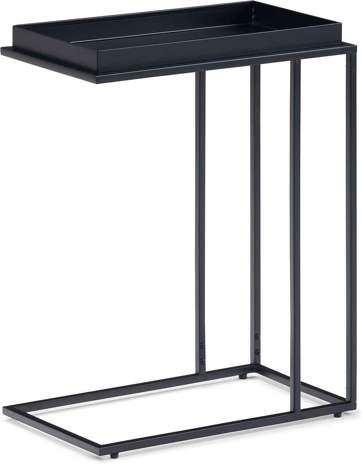SIMPLIHOME Garner Modern Industrial 18 inch wide Metal Tray Top C Side Table in Black, for the Living Room and Bedroom