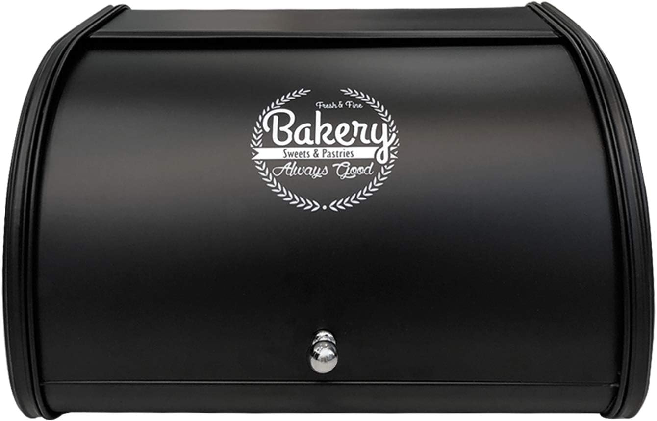 Metal Black Bread Box for Kitchen Counter | Bread Storage | Bread Containers Storage | Bread Bin | Bread Keeper Container | Large Bread Box | Bread Holder | Bread Saver
