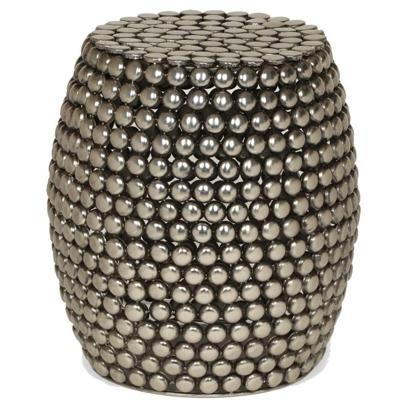 Noble House Collister Modern Textured Iron Accent Table in Nickel Antique - 310320