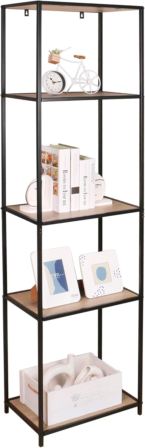 7-Tier Staggered Bookshelf,Modern Standing Bookcase,Open Shelving Unit Wood,Display Rack and Storage Organizer,for Living Room,Bedroom,Office