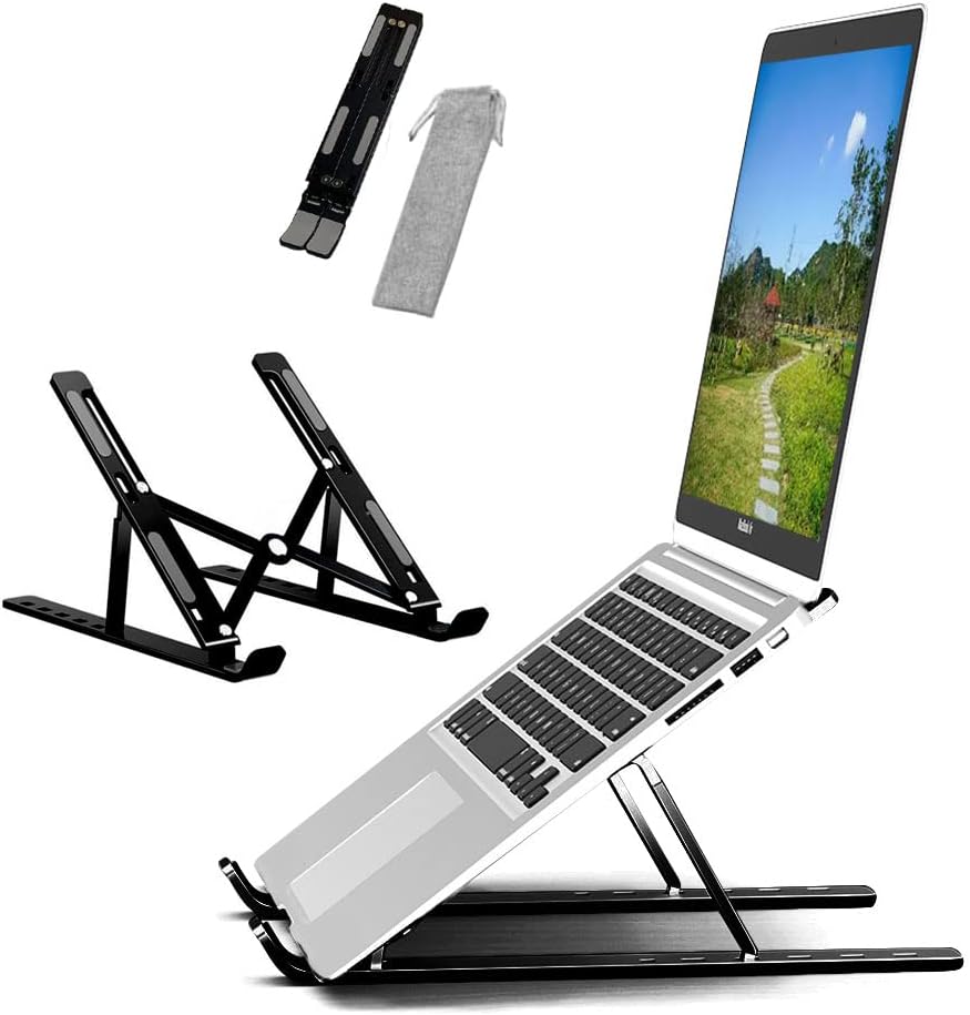 ChashenHa-Laptop Stand,Laptop Desktop Stand, Aluminum Alloy Portable Laptop Stand, Adjustable Height Foldable Non-Slip Laptop Holder, Compatible 8-16