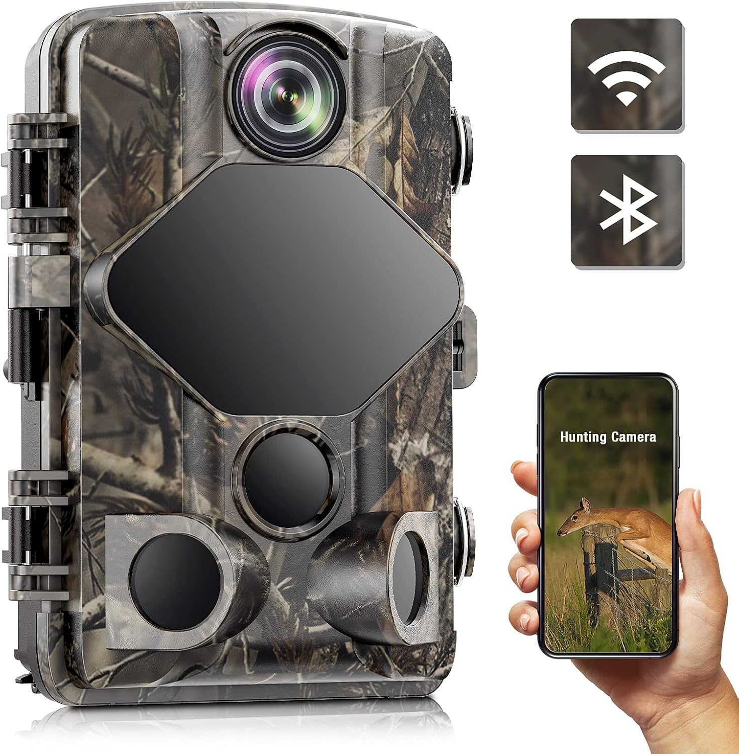 Topiacam Trail Camera 4K 24MP, Game Camera WiFi Bluetooth Hunting Camera with IP66 Waterproof 0.2S Trigger Speed Wide Angle Night Vision Motion Activated Trail Cam Pack of 2