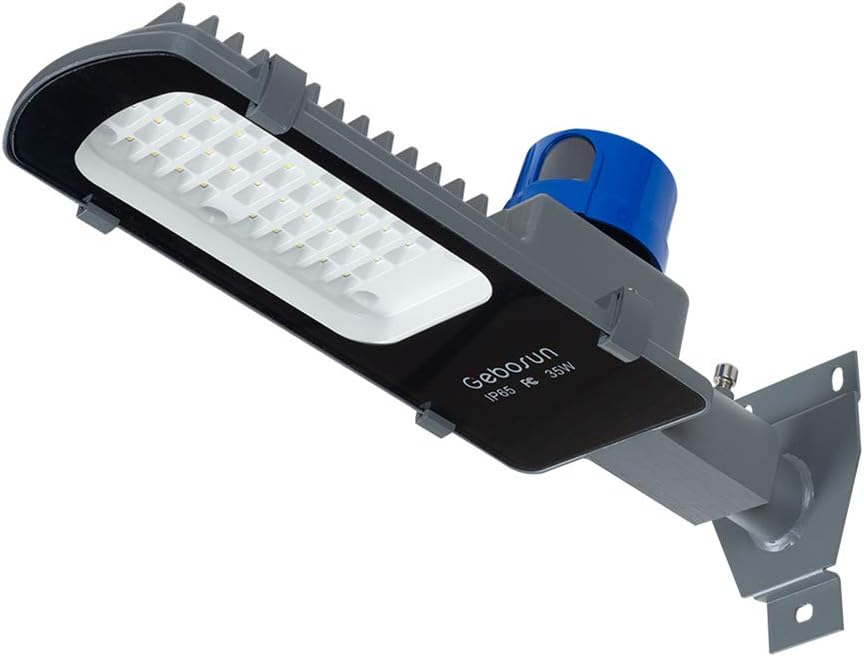 Gebosun 35W AC Powered Street Light & Flood Light, with Optic Sensor, Dusk to Dawn, 5,400 Lumen, 6,000K, IP65 Waterproof, Wall-Mounted & Pole-Mounted Pack of 2