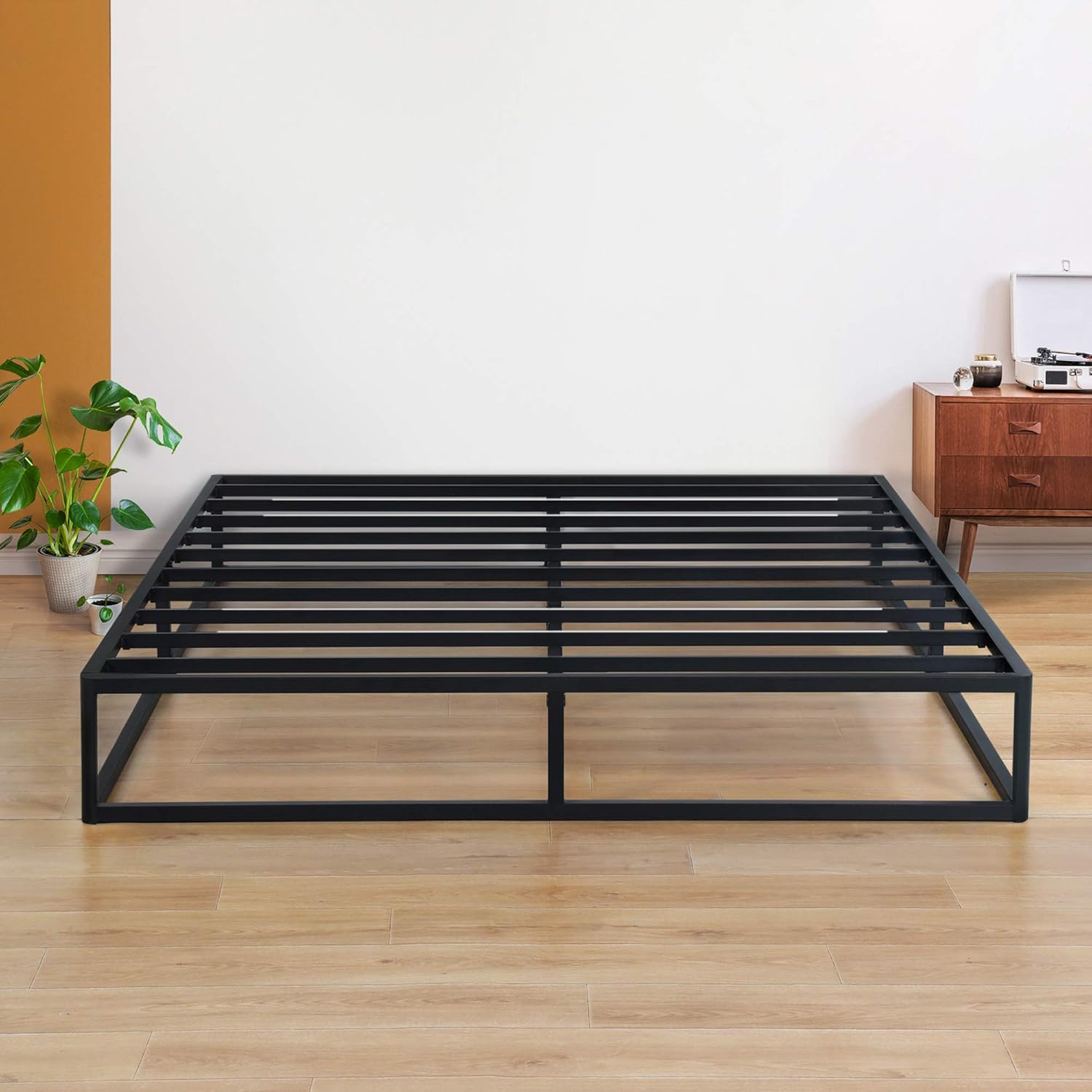 Olee Sleep 9 Inch Modern Metal Platform Bed Frame / Steel Slats / Mattress Foundation / No Box Spring Needed, King, Black