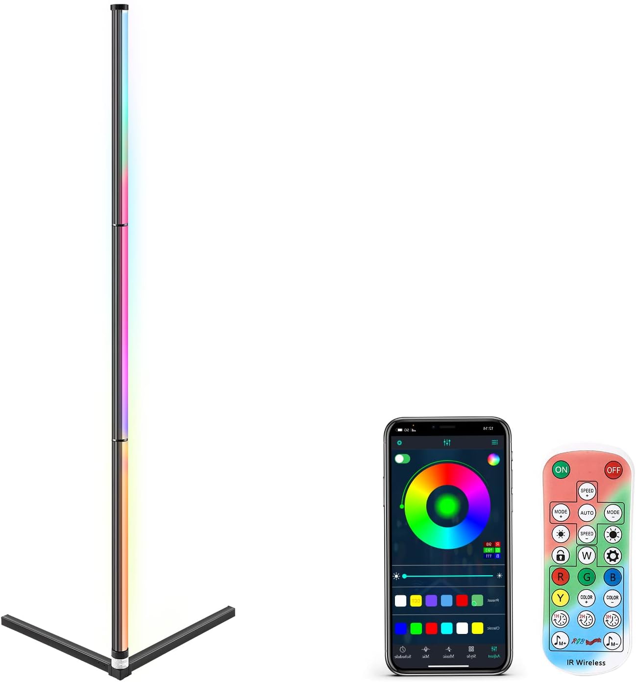LUCKYLUX RGBIC Smart Corner Floor Lamp,Standing Lamp Alexa APP Control,Futurist Modern Lamp, 64+ Fascinating Lighting Presets, Reactive Music Modes, Creative DIY Mode, Effortless Voice Control