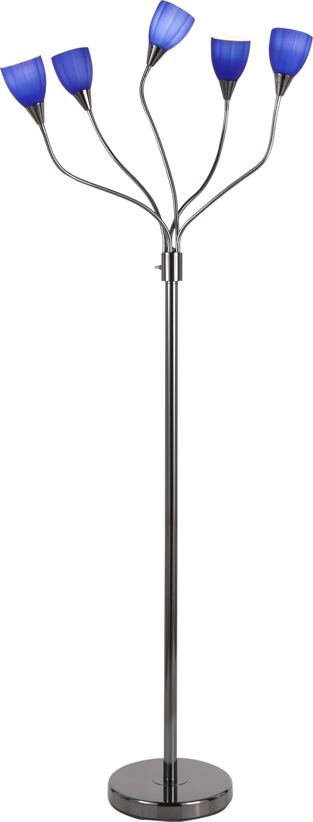LumiSource Medusa Black Blue Glass Floor Lamp