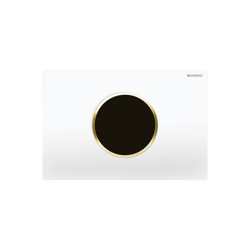 Geberit 115.907.1 Sigma 10 Hands Free Dual Flush Actuator Plate White / Polished Gold