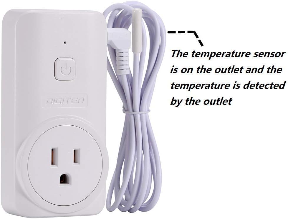 DIGITEN WTC200 Wireless Temperature Controller Thermostat Outlet Remote Control Thermometer with 2m/6ft NTC Temp Sensor Probe Heating Cooling Mode for Fan Heater Greenhouse Homebrewing Reptile Pack of 2