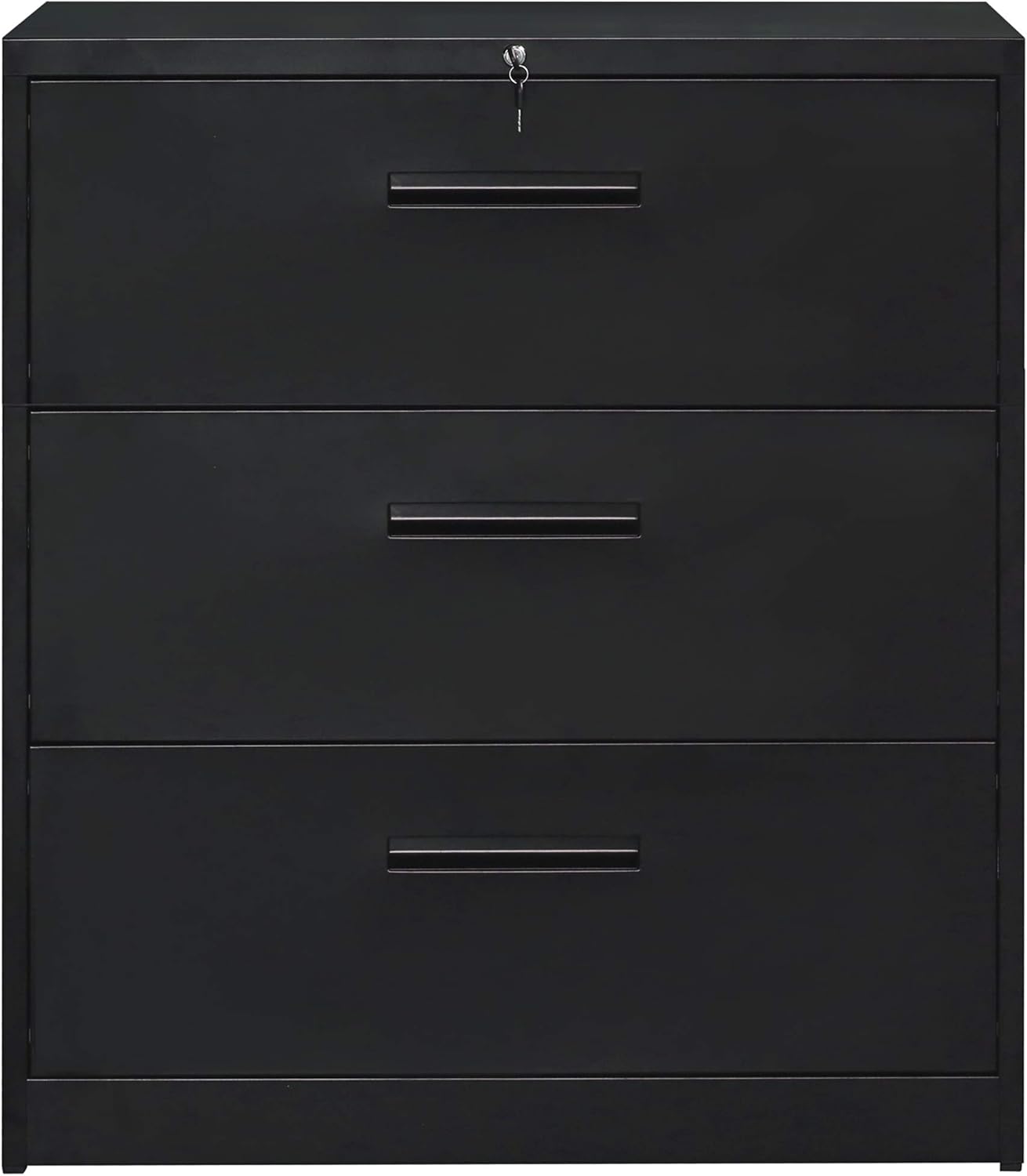 Lateral File Cabinet with 3 Drawer Lockable Metal File Cabinet Heavy Duty Filling Cabinet,Black,Assembly Needed