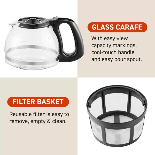 Coffee & Tea Kettles EHC9420 Automatic 5-Cup Brew & Drip Coffee Maker with Pause N Serve Reusable Filter, On/Off Switch, Water Level Indicator(Black)