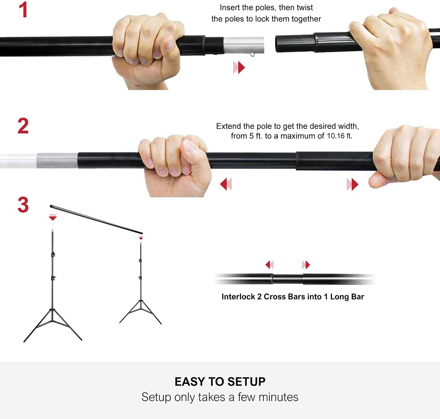 Julius Studio 10 feet Width Background Stand with 5 x 10 feet Green Chromakey Backdrop Screen, Easy Length Adjustable Frame, Ideal Size for Streaming, Portrait, Photo Video Shooting, JSAG701 Pack of 2