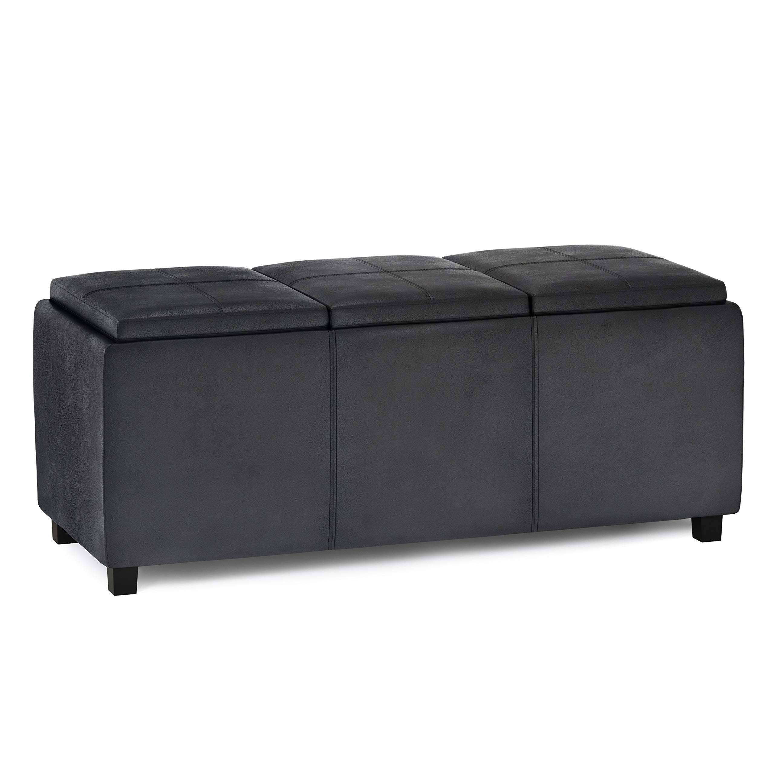 Simpli Home Avalon Storage Ottoman - Black