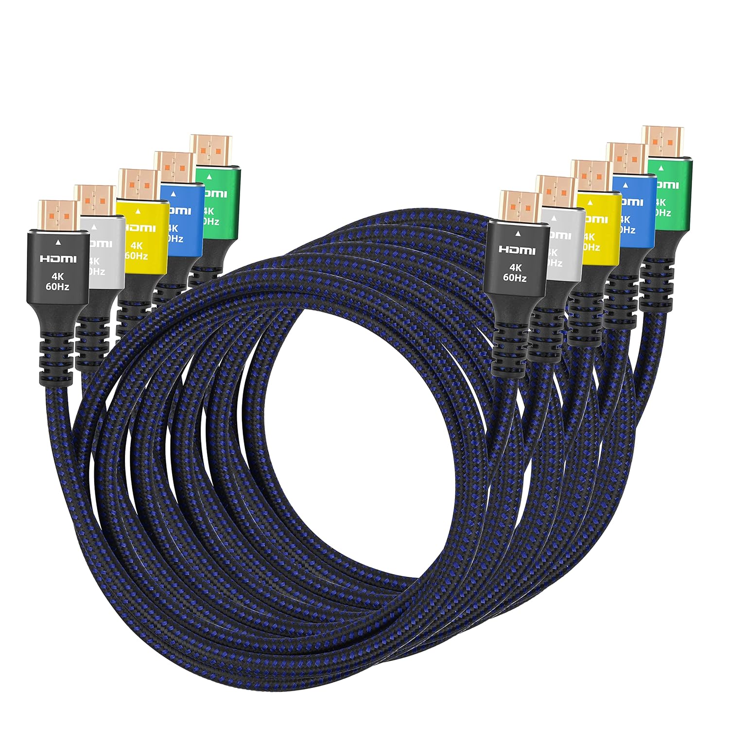 Ultra High-Speed HDMI Cable by QNECS- 4K HDMI Cable 60Hz with Audio Return & Ethernet for 4K Videos, 3D, HD- 18 Gbps 2.0 Braided HDMI Cord for Laptop, Monitor, HDTV, TV [3 Feet, 5 Pack] Pack of 2