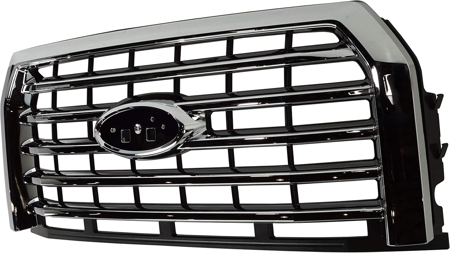 Evan-Fischer Grille Compatible with 2015-2017 Ford F-150 Chrome Shell/Textured Black Insert, Billet Style, All Cab Types - CAPA