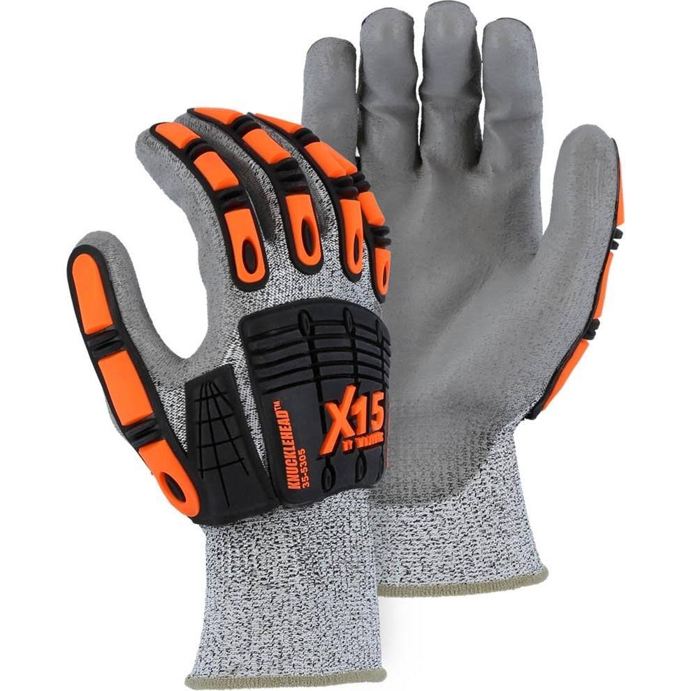 Majestic 35-5305 Cut Resistant X15 Impact Poly Coated Gloves 1 Pair - Medium
