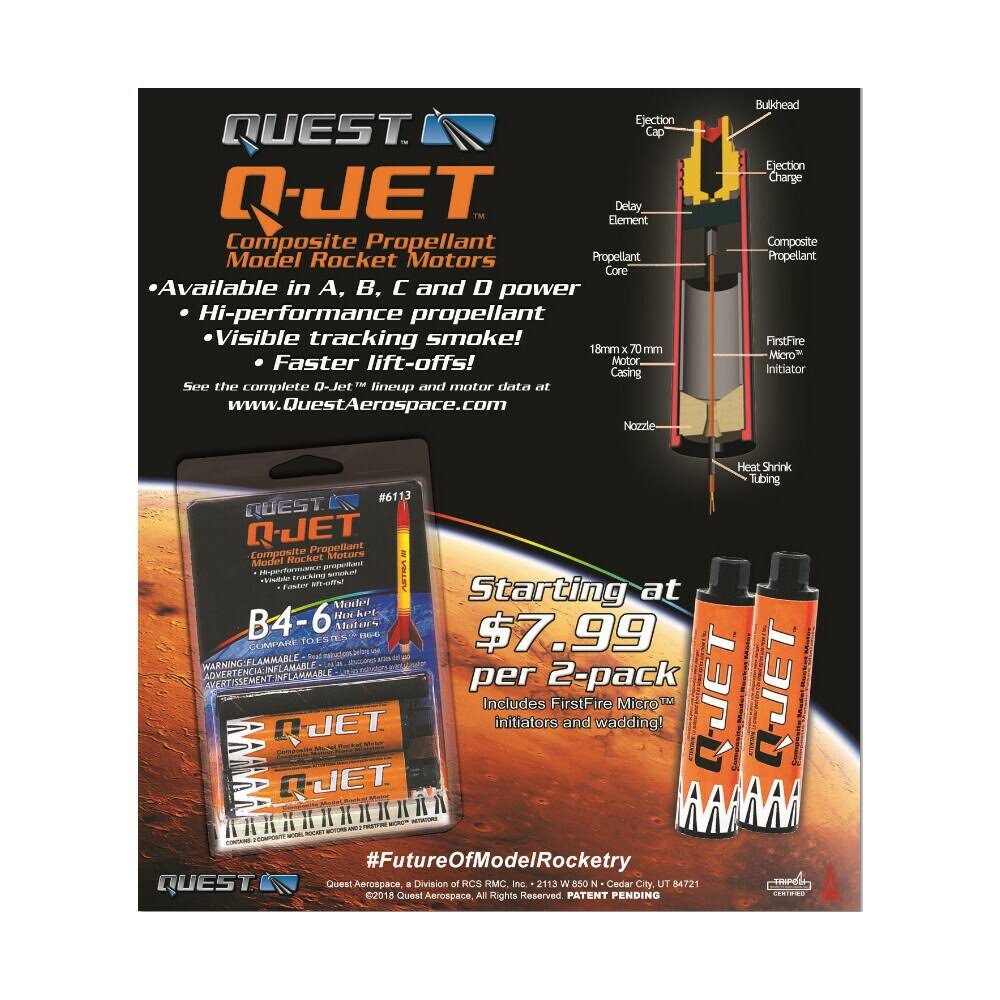 Quest D16-4 Rocket Motor Value Pack 12 Motors Wadding Initiators 6364