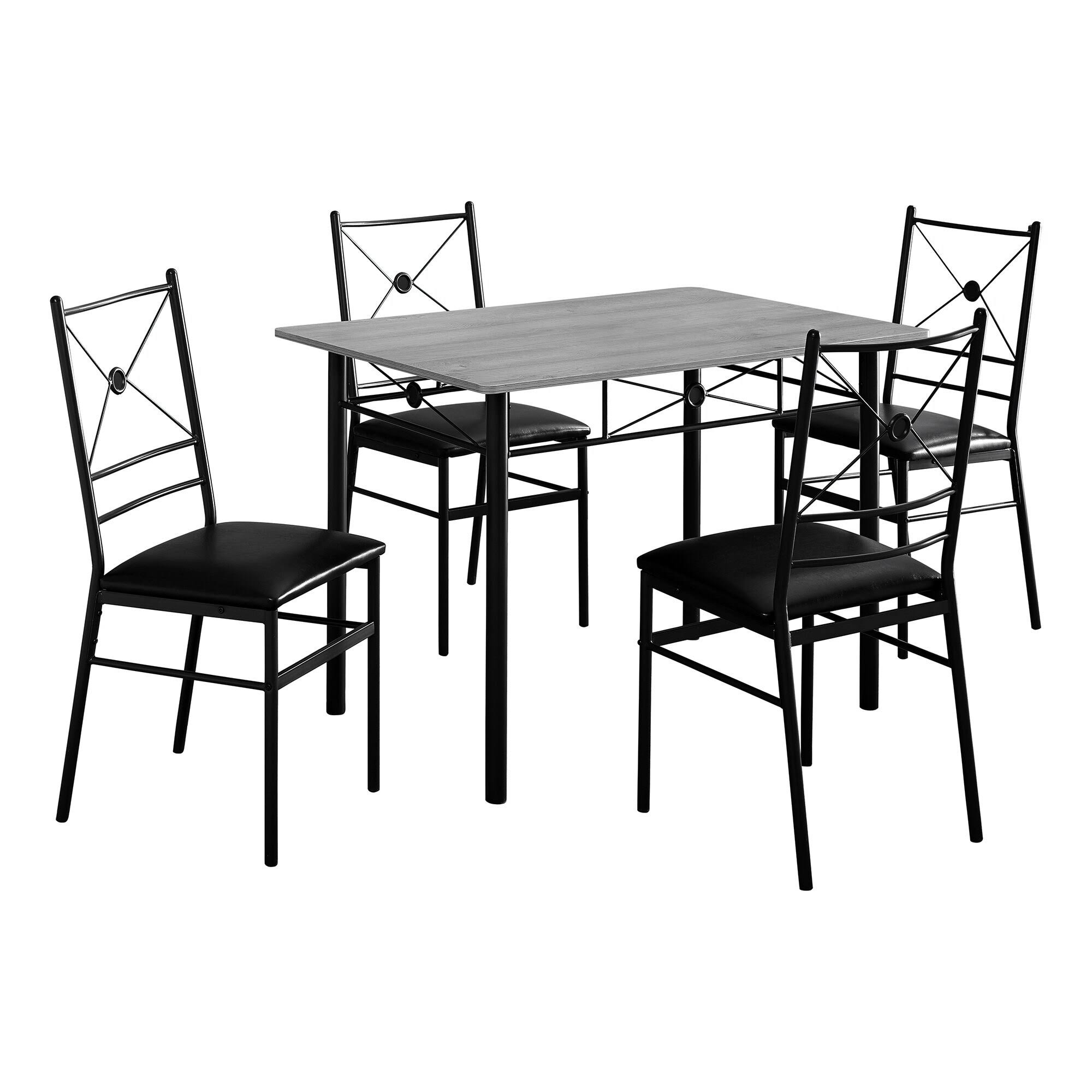 5-Piece Gray and Black Contemporary Dining Table with Chairs 43x22
