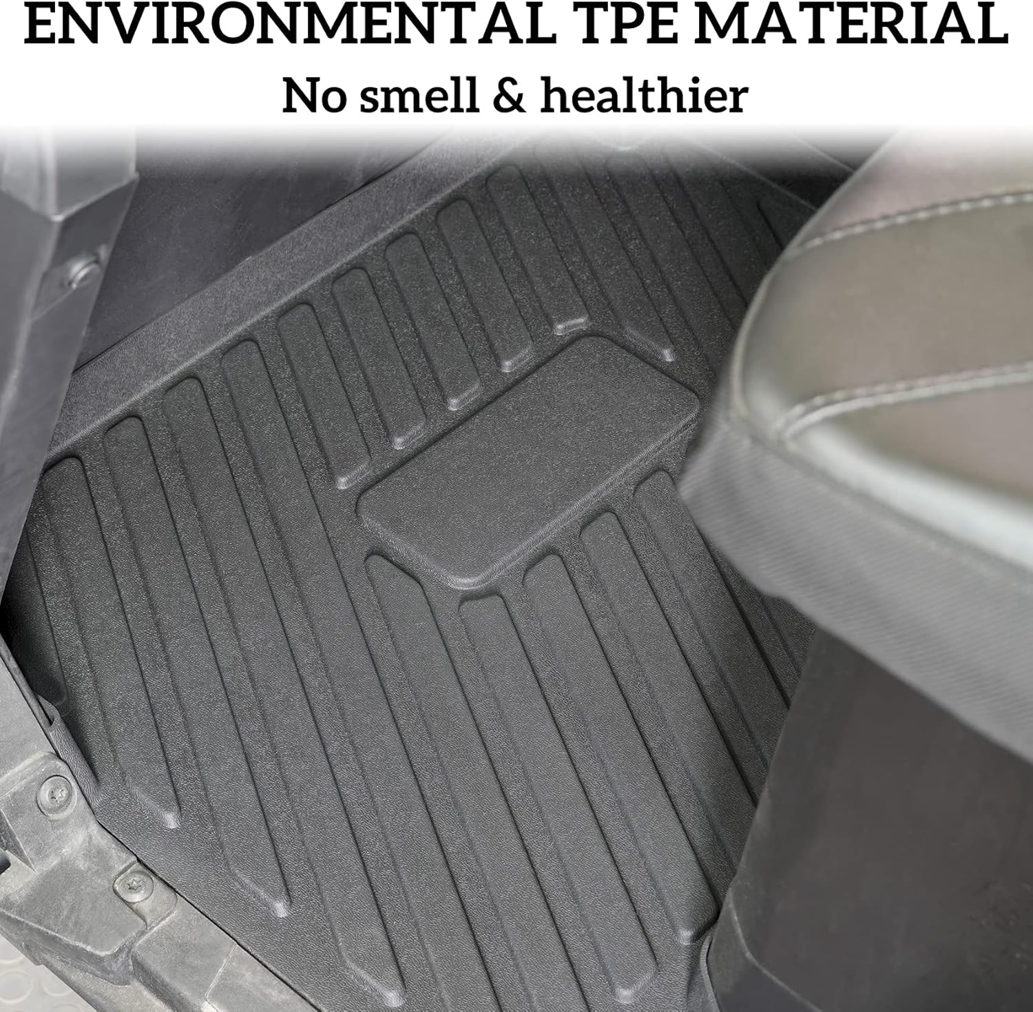 TPE Floor Mats for Ranger XP 1000 Crew, SAUTVS Front Rear Row Floor Liners All Weather Protection Slush Mats for Polaris Ranger Crew XP 1000 2018-2022 Accessories (4PCS)