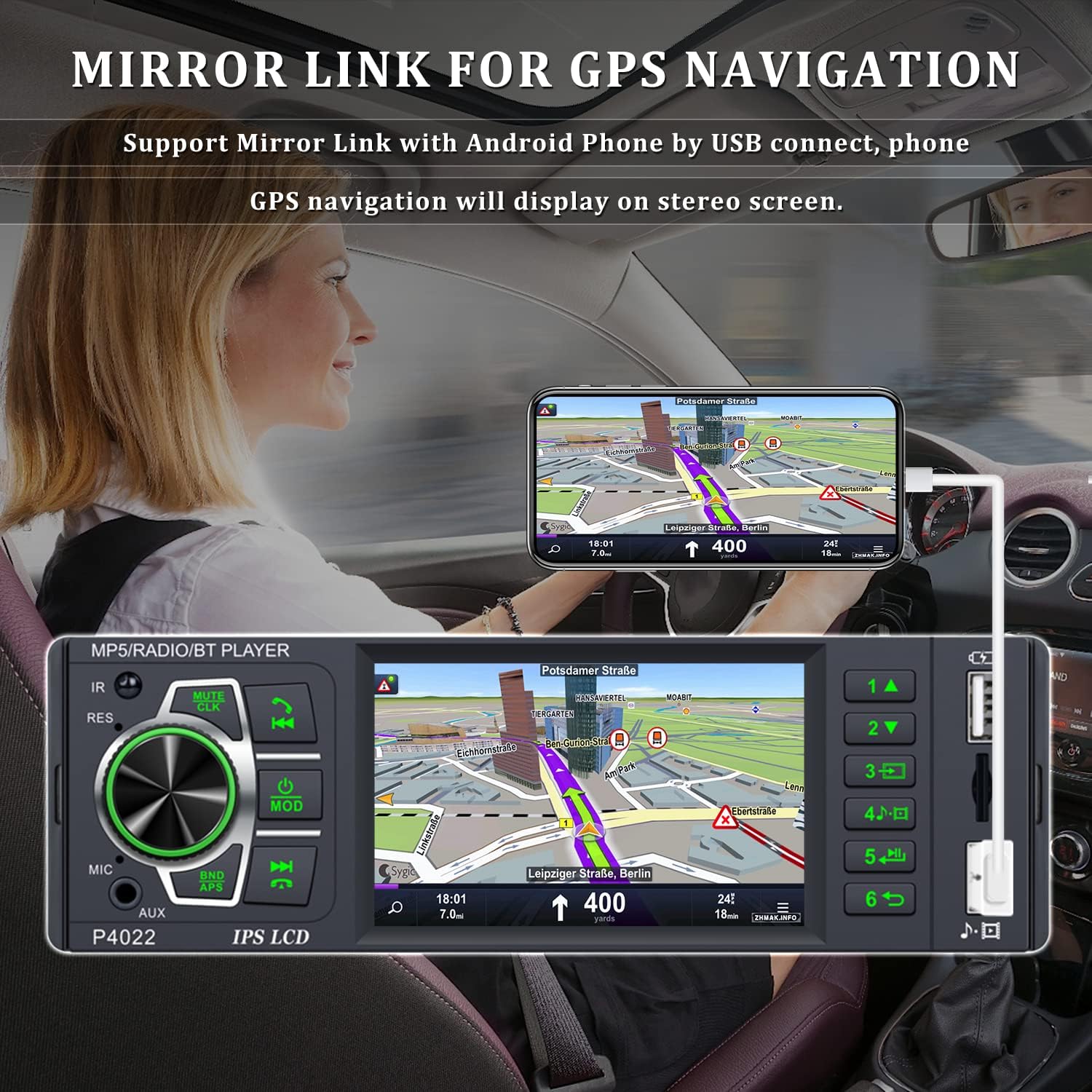 Single Din Car Radio with Bluetooth 3.8 inch IPS Screen Digital Media Car Stereo Receiver In Dash MP5 Player with Mirror Link FM Radio Receiver Dual USB/TF/AUX-in SWC External Microphone Backup Camera