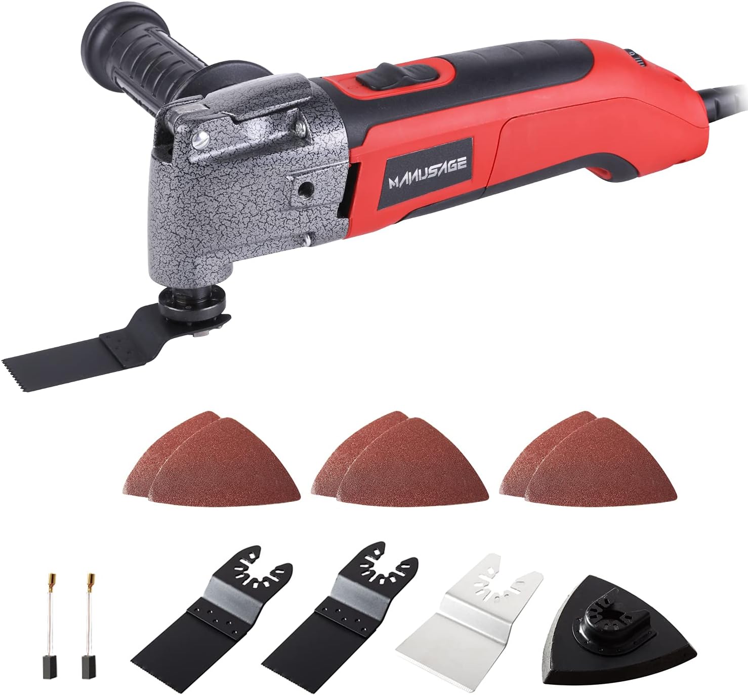 MANUSAGE 2.5Amp Oscillating Tool,Variable Speed Oscillating Multi Tool Kit with 3.5&deg;Oscillation Angle,Quick Blade Change System and 13pcs Accessories for Cutting,Sanding and Grinding