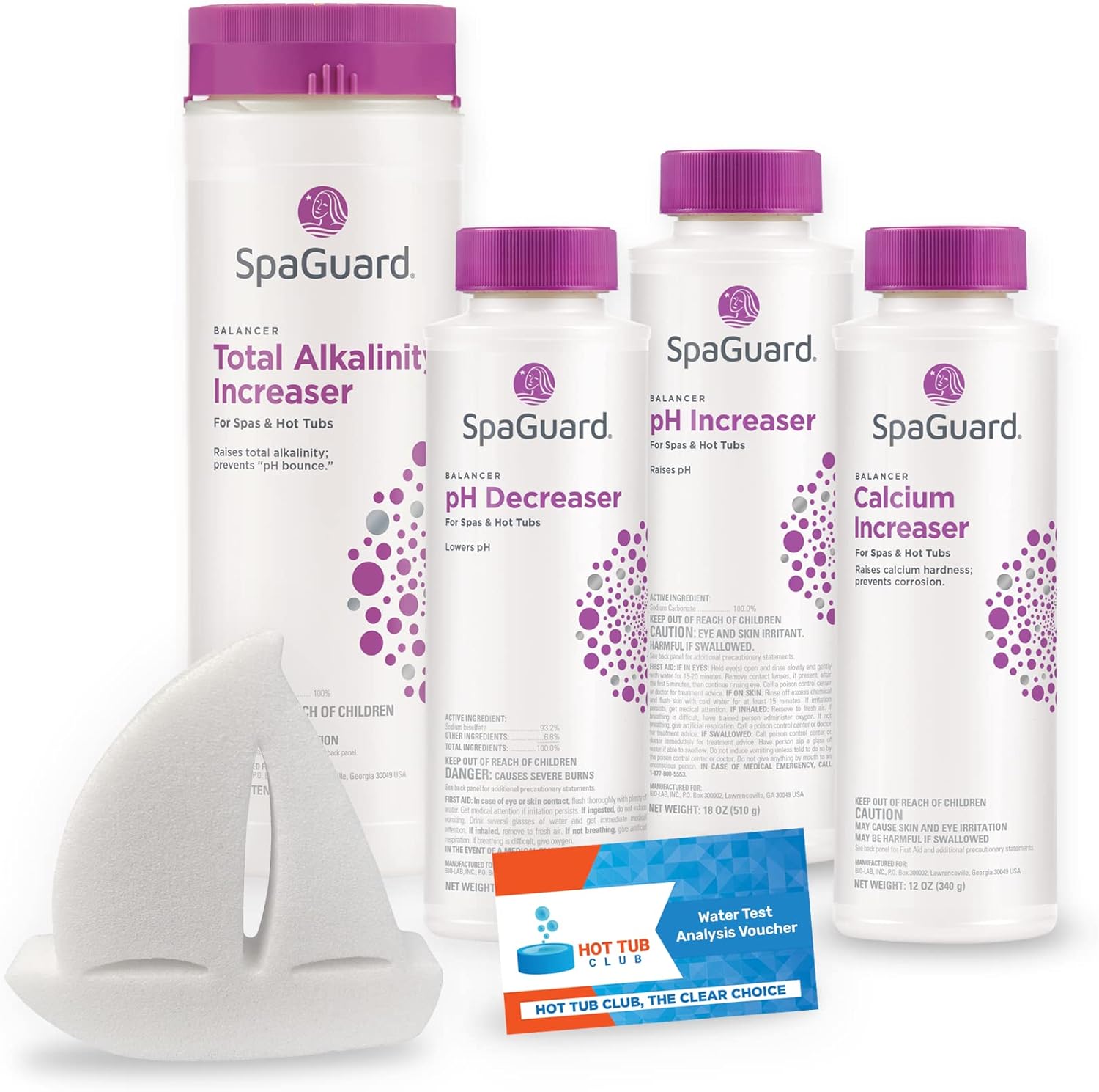 Spa and Hot Tub Chemical Balancer Maintenance Kit - Contains Scum Absorber, SpaGuard Total Alkalinity Increaser, Calcium Increaser, pH Increaser, and pH Decreaser (5 Items) Pack of 2