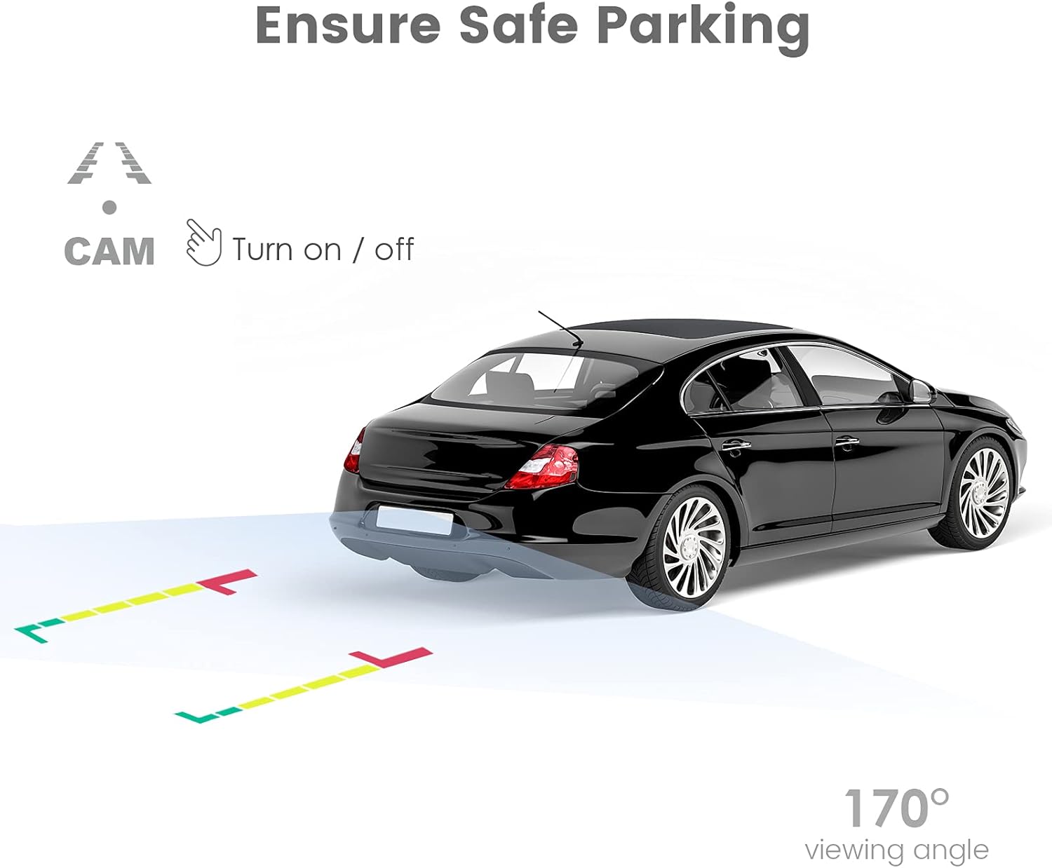 CamMax Wireless Vehicle Backup Camera, 4.3 Inch Monitor with 1080P Rear View Camera, Waterproof, Night Vision and Reversing Marker Line, Easy Installation Backup Camera for Car, Truck, Van, Camper, RV