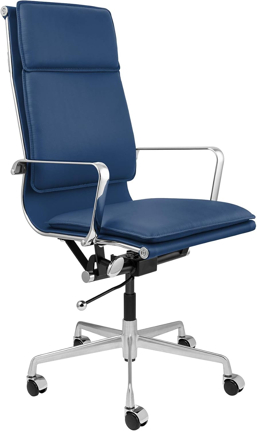 Lexi Tall Back Soft Pad Modern Office Chair with Aluminum Arms (Blue)