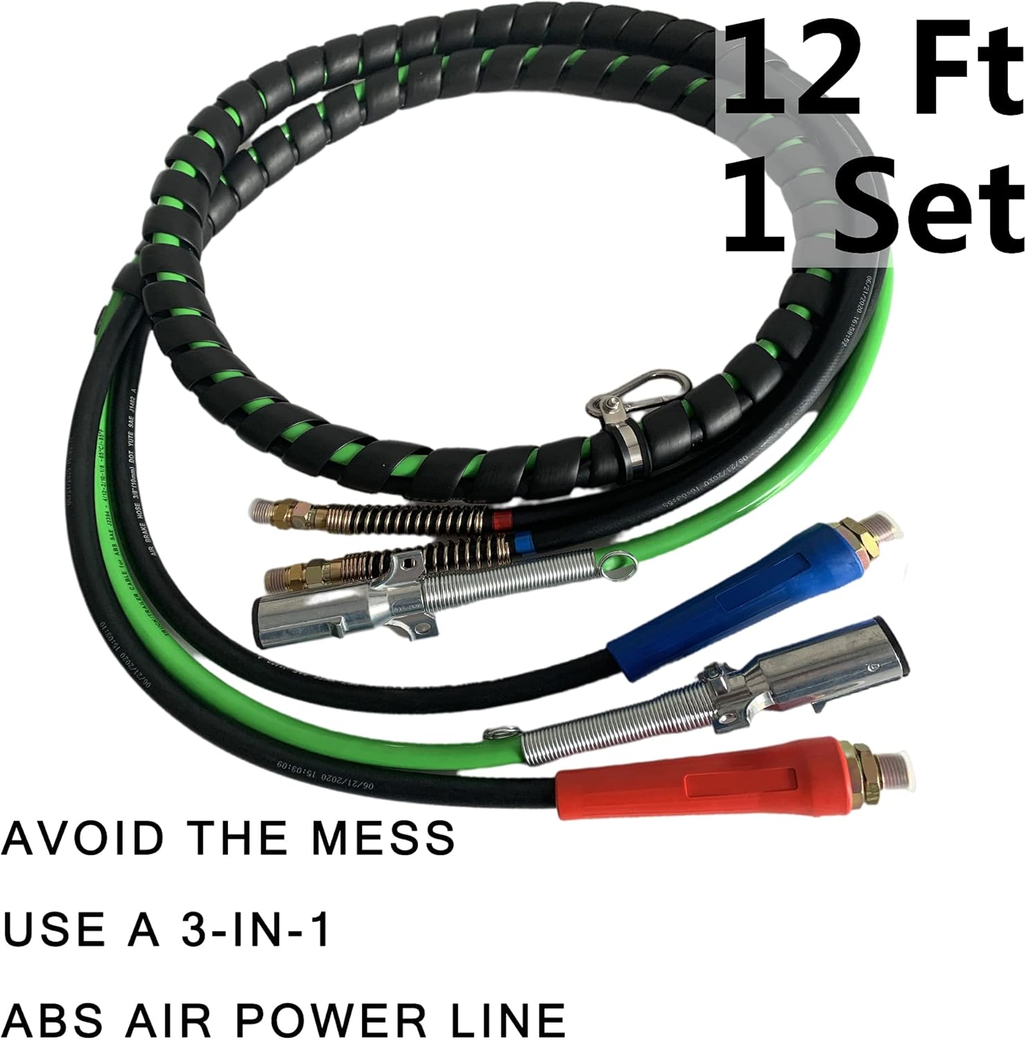 VZ4X4 3 in 1 Semi Truck Air Hose Trailer Electrical Cable Assembly ABS Wire Semi Trailer Tractor Rubber Air Line Truck Trailer Tractor Parts (1)